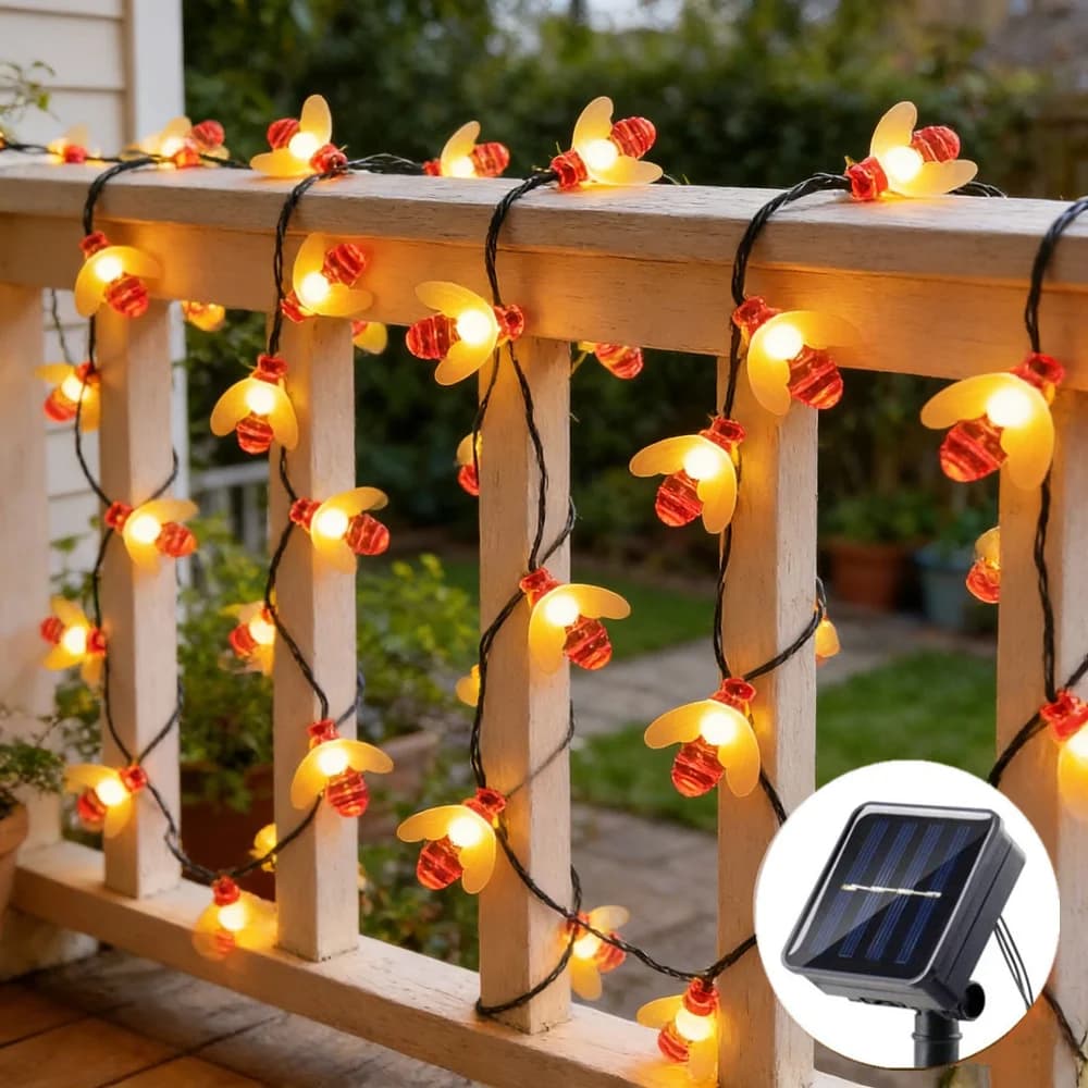 Luci da Giardino 20/50/100 LED, Graziose Luci Solari a Forma di Ape, 8 Modalità di Illuminazione per Esterni, per Recinzioni Floreali, Decorazioni Natalizie e Matrimoniali