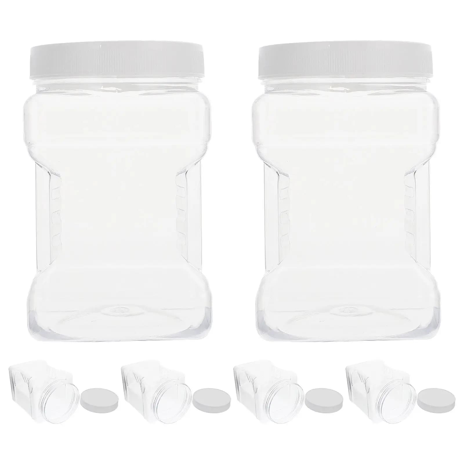 6Pcs Transparent Storage Jars Clear Square Airtight Containers Non Slip Handle Kitchen Pantry Canisters Dry Food Snack Cookie