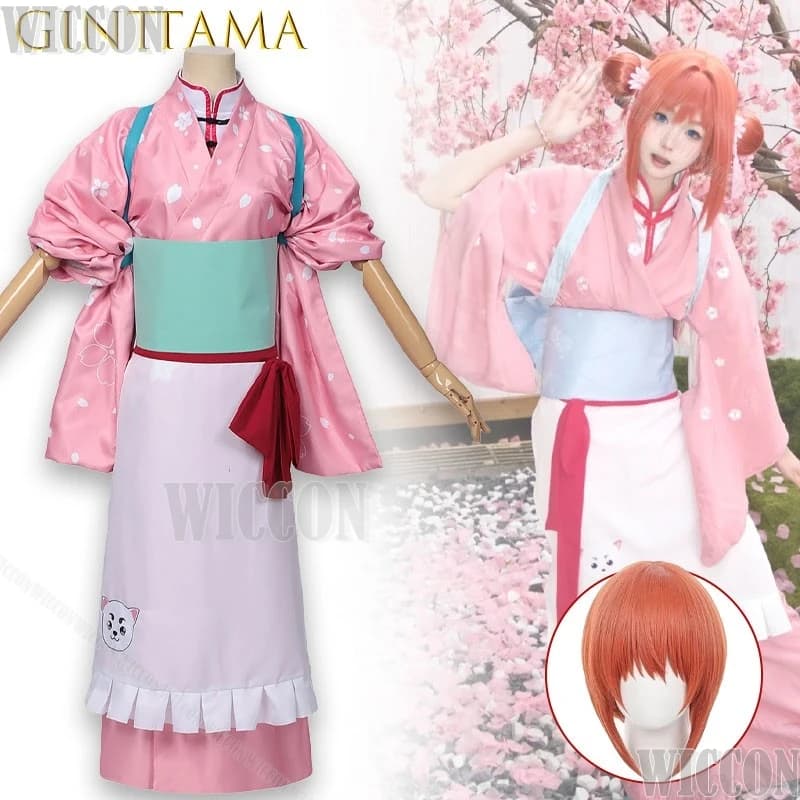 Costume Cosplay Miss Sakura Kaguya from Tea House, Traditional Dress Shizuku Andou with Floral Print, for Christmas and Carnival