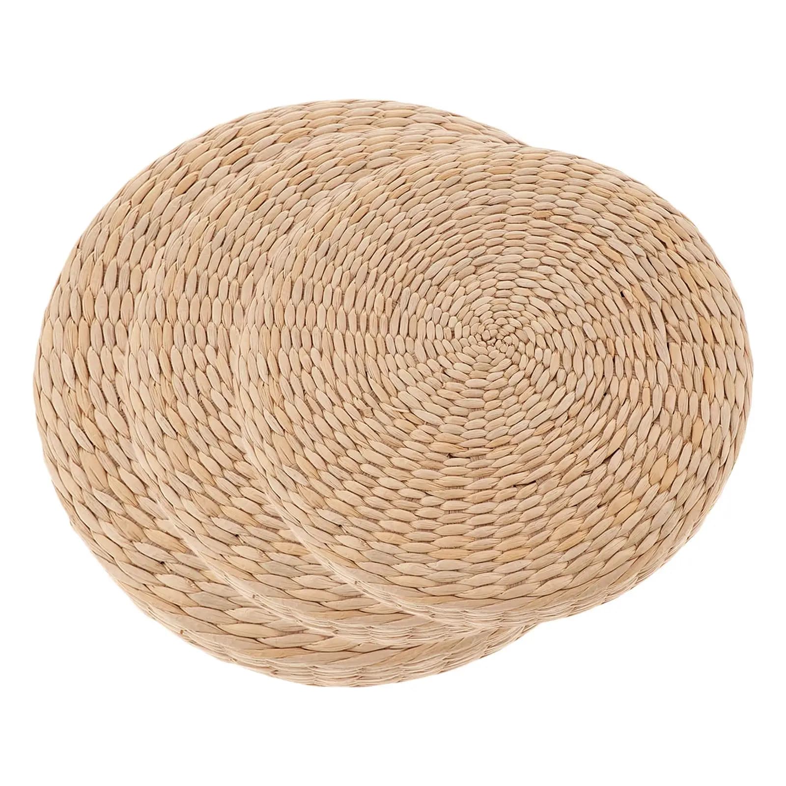 Hand Woven Straw Tatami Floor Cushion Thick Pouf Seat Pad for Meditation Zen Yoga Dining Chair Sofa