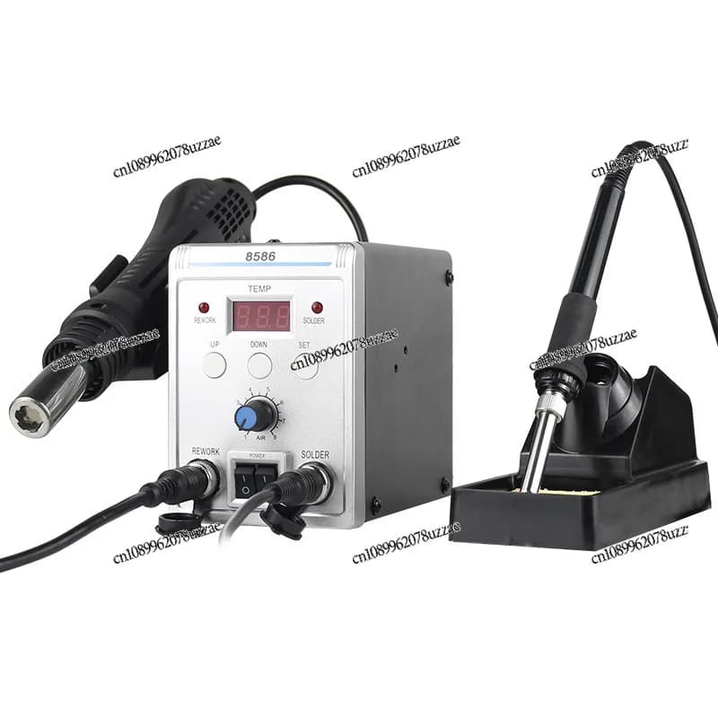 Pistola Termica a Temperatura Costante 8586, Macchina per Saldatura a Stagno 2-in-1 con Display Digitale, Saldatore Elettrico da Tavolo per Riparazioni