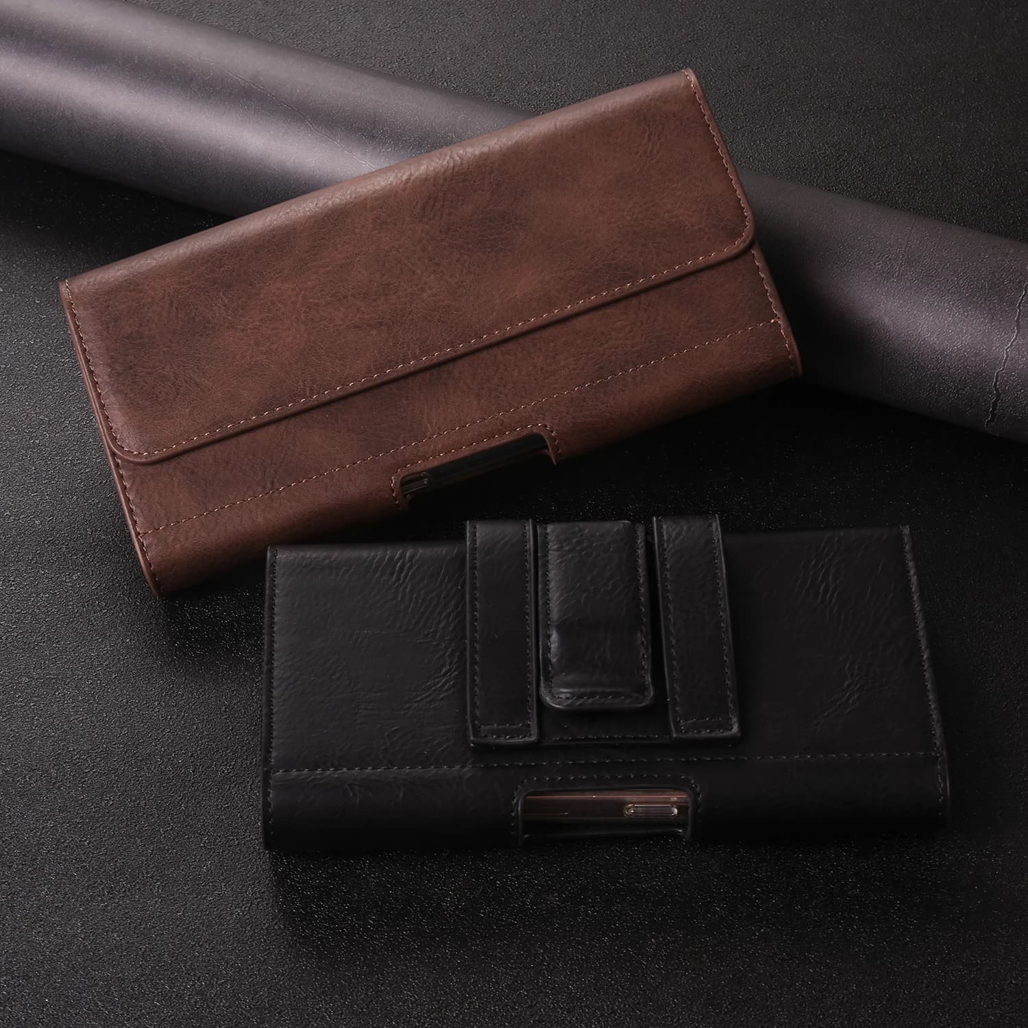 Custodia per telefono con clip da cintura in pelle Marsupio da uomo per Google Pixel 9 8 7 Pro 9A 8A,Oppo Reno 13 11 F 5G,OnePlus 12 Nord 4 Custodia per fondina