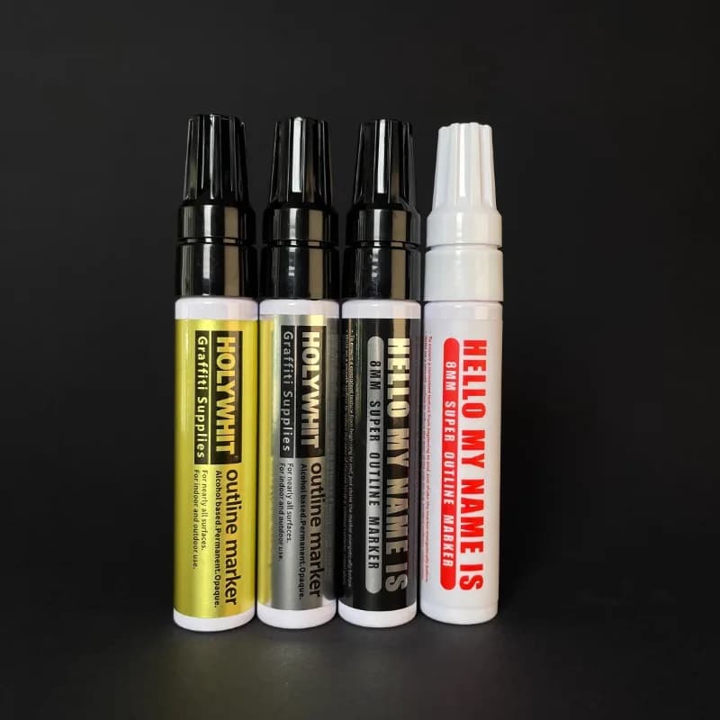 8MM/4MM Metal Paint Pen Student Art Graffiti Signature Pen Gold and Silver Black Red Oil-based Waterproof Ink-adding Marker