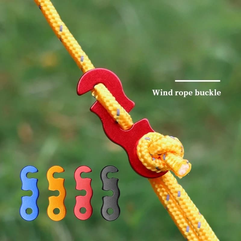 5pcs Outdoor Camping Aluminum Alloy Buckle Camping Tent Pull Rope Accessories S-type Rope Buckle Three-eye Open Rope Buckles