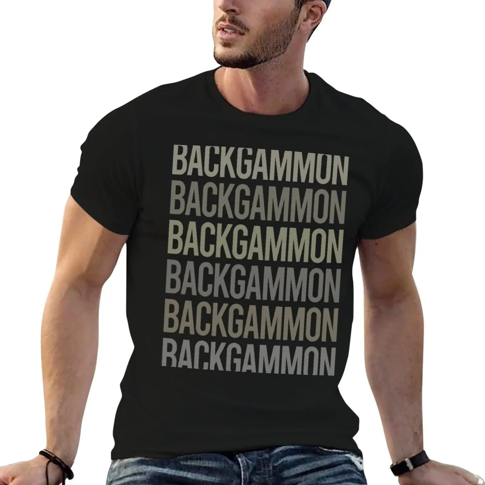 Gray Text Art Backgammon T-Shirt g man t shirts for men man t shirt graphic T-Shirt