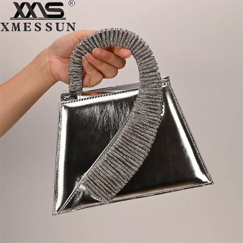New Luxury Satin Tote Bag For Women,Fashion Designer Crossbody Bag Wedding Party Clutch Purse Ladies Shiny Diamonds Evening Bag