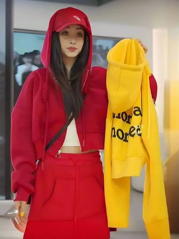 Retro Fashion Korean Style Letter Print Oversized Short Hoodie Jacket Spring Autumn Unisex Comfortable Breathable Sweatshirt