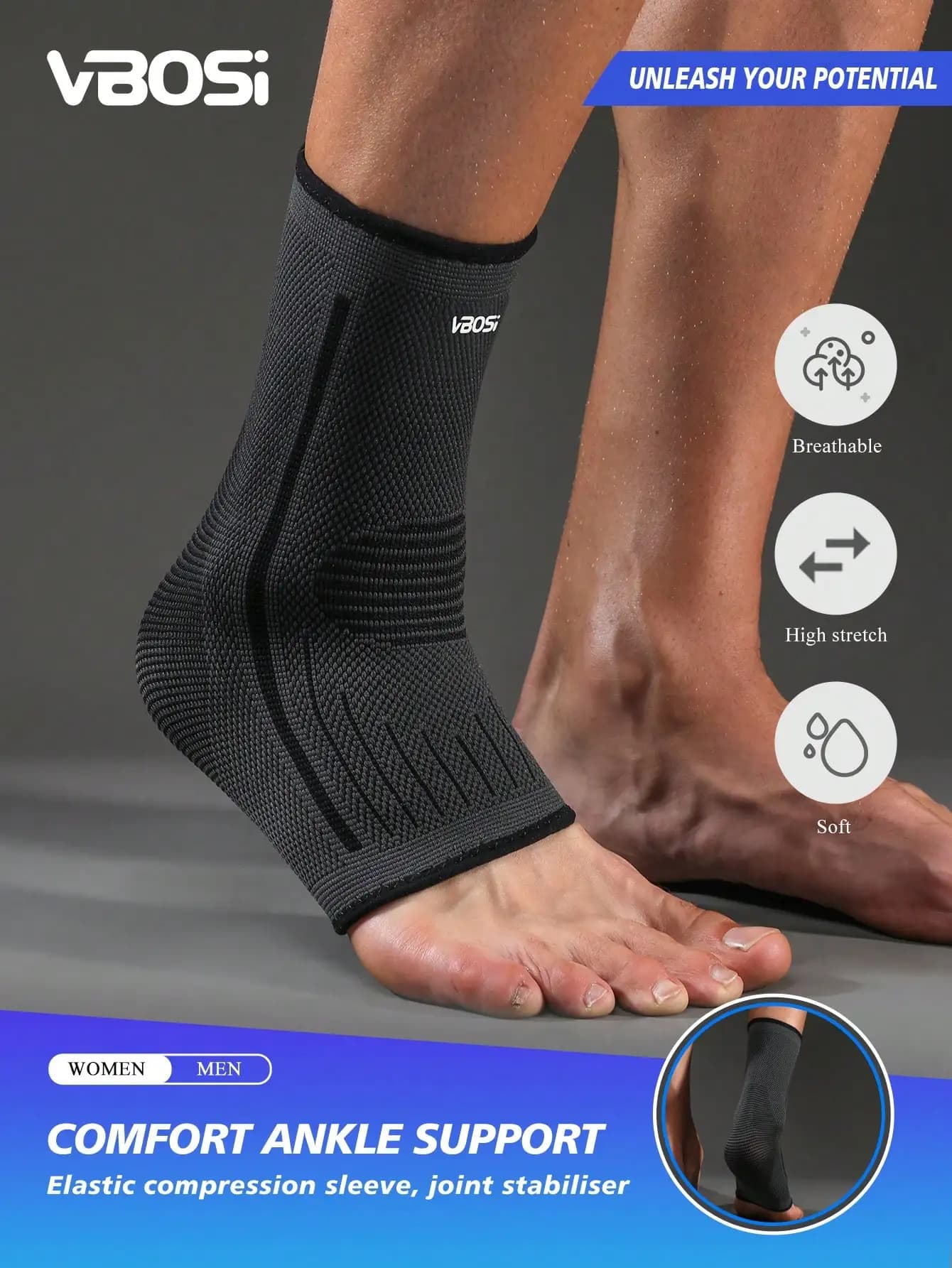 VBOSI 1 Piece Women Men Unisex Breathable Ankle Support Sleeve Sports Guard For Basketball Football And Climbing Anklet Gym Gym Accessories