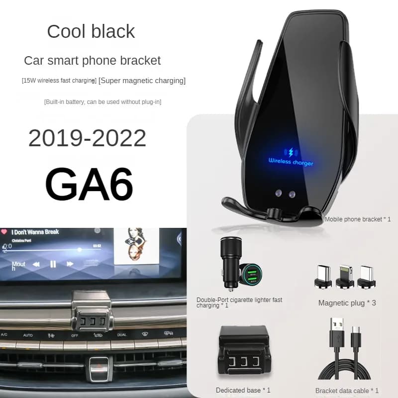 2019-2022 Per Trumpchi GAC GA6 Supporto per telefono cellulare Caricatore wireless Supporto per auto Staffa di navigazione Supporto GPS