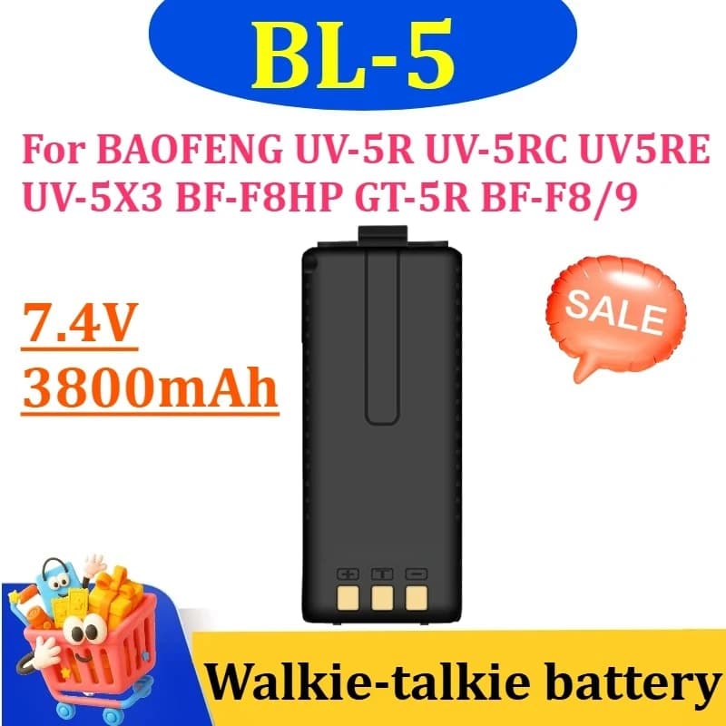 Batteria BL-5 7.4V 3800mAh per BAOFENG UV-5R UV-5RC UV5RE UV-5X3 BF-F8HP GT-5R BF-F8/9 Walkie Talkie