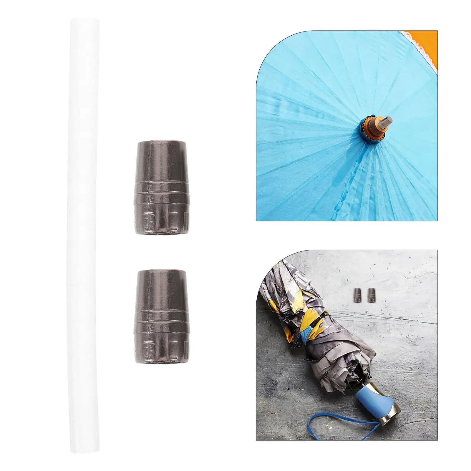 2Pcs Umbrella Tip Protector Metal Cap with Rubber Sleeve for Sun Hiking Tops Trekking Pole Accessories Umbrella Repair Kit End