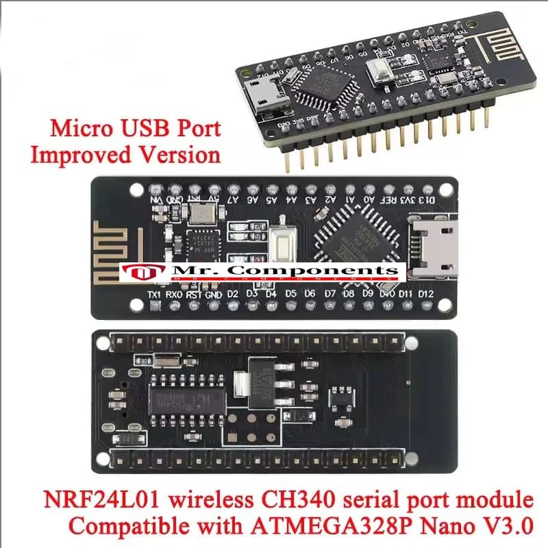 RF-Nano Nano V3.0 Type-C ATmega328P QFN32 5V 16M CH340 Integrate NRF24L01 + 2.4G Wireless for Arduino