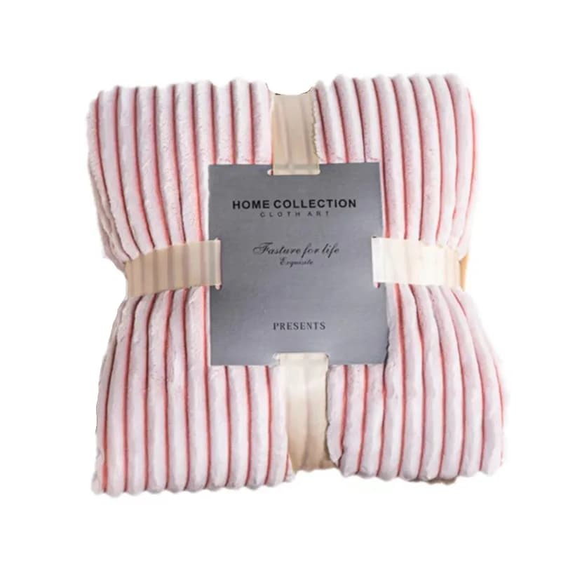 Coperta da tiro, regalo per tutte le stagioni, lussuosa coperta in tessuto di flanella, morbida, calda e accogliente, per divano letto, viaggio, versatile design a strisce rosa
