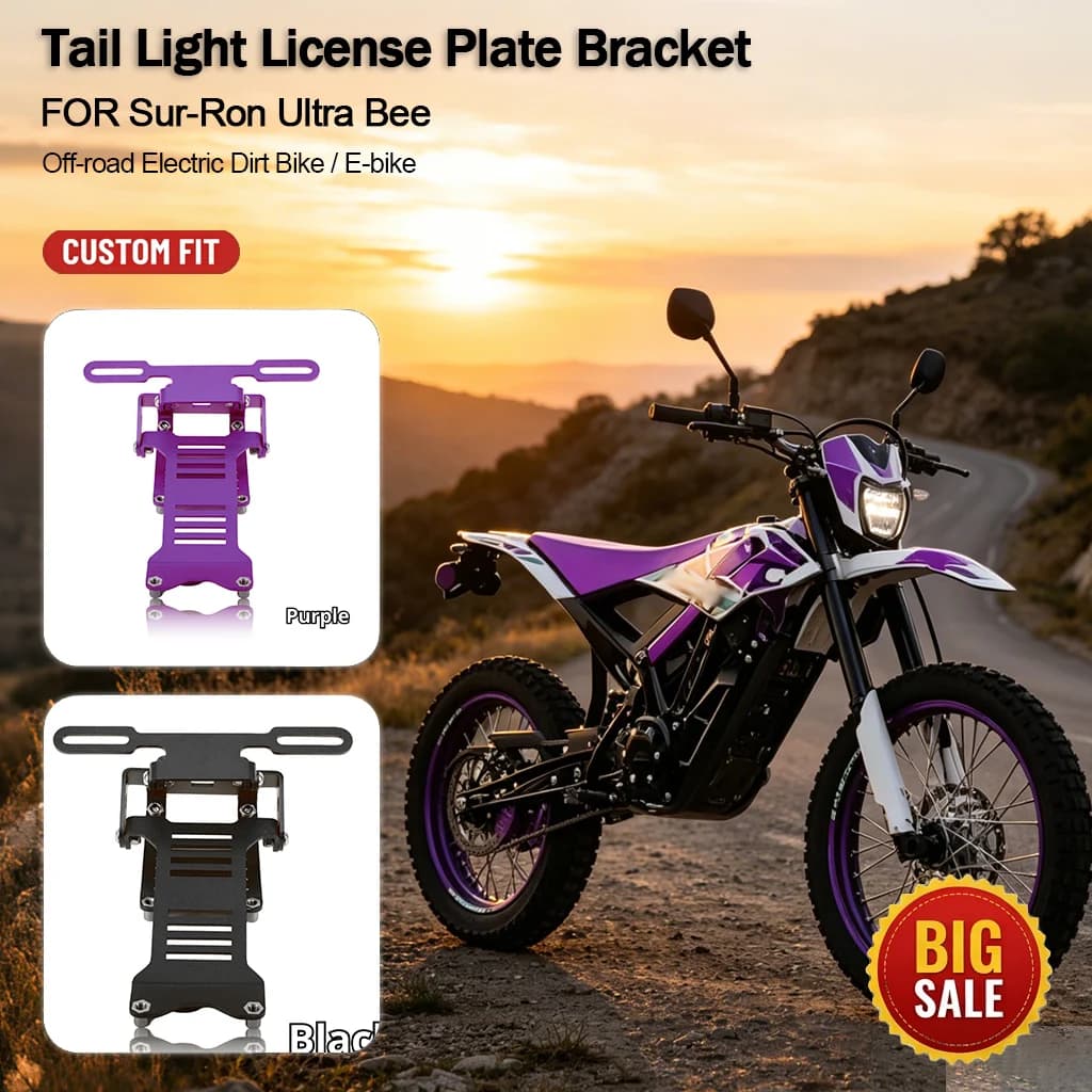 CNC Aluminum tail Light License Plate Bracket Modification Accessories for Sur-Ron Ultra Bee Off-road Electric Dirt Bike