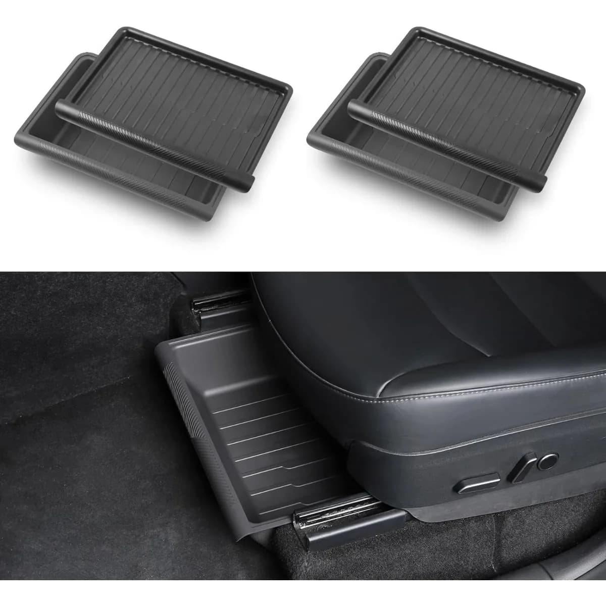 Under Seat Storage Box Organizer for Tesla Model Y 2024-2024 Waterproof Driver Passenger Underseat Hidden Organizer Box TPE