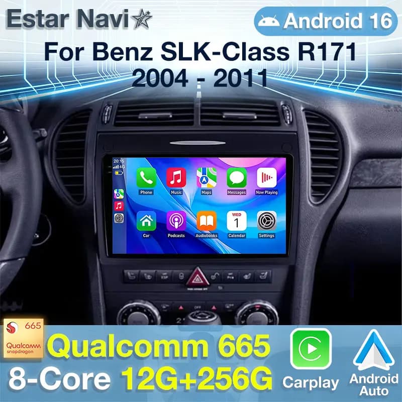 Autoradio Android 16 per Benz SLK-Class SLK Class R171 2004 - 2011 Lettore Multimediale GPS Navigatore Wireless Carplay 5G WIFI Telecamera 360