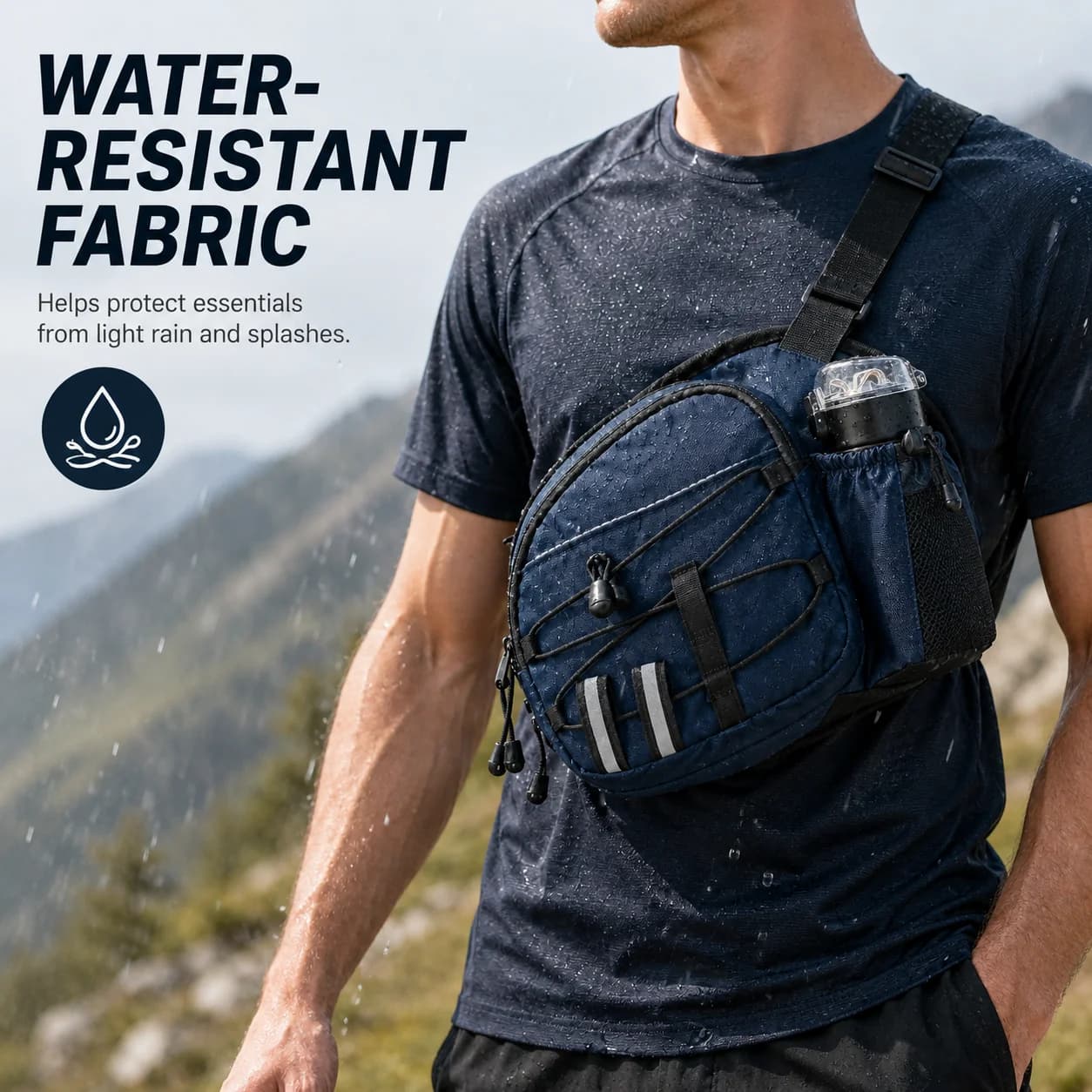 Sports Water Bottle Waist Bag Lightweight Adjustable Belt Multi Pocket Fanny Pack Running Marathon Hiking Walking Outdoor Gift