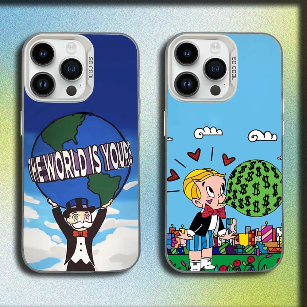 Dollar A-Alec Monopoly Man Phone Case For iPhone 16,15,14,13,12,11,Mini,Pro,SE,MAX White Matte Shockproof Cover