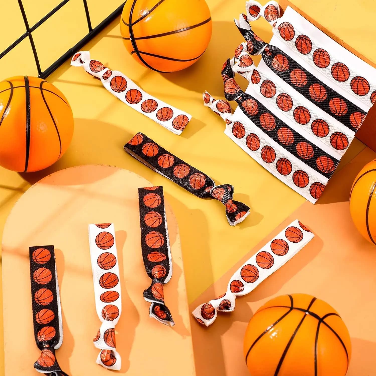 50 pezzi/200 pezzi calcio pallavolo basket stampa accessori per capelli annodati tema sportivo fasce elastiche