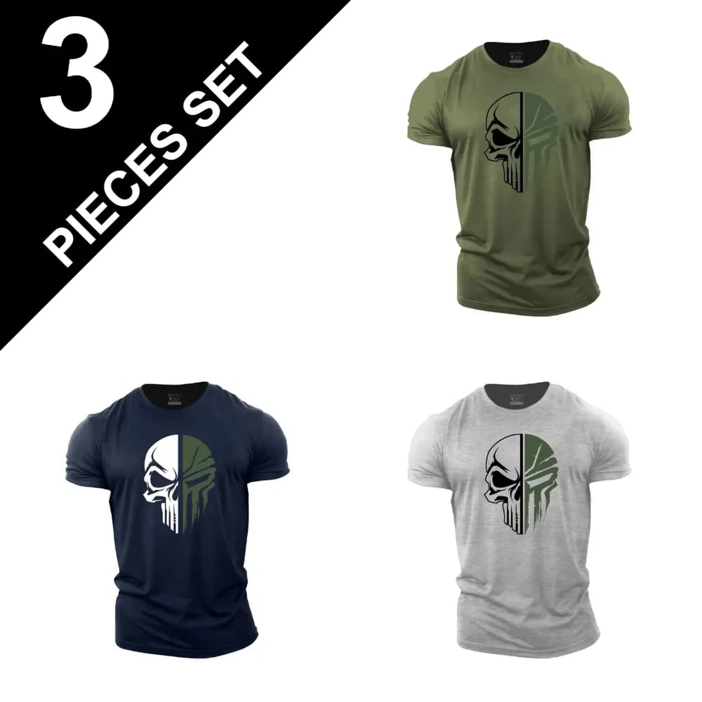 3D Men's T shirt for men Print Military Skull T Shirt Oversized Gym Short-Sleeved Sportswear Men Clothing Sport Top Tees