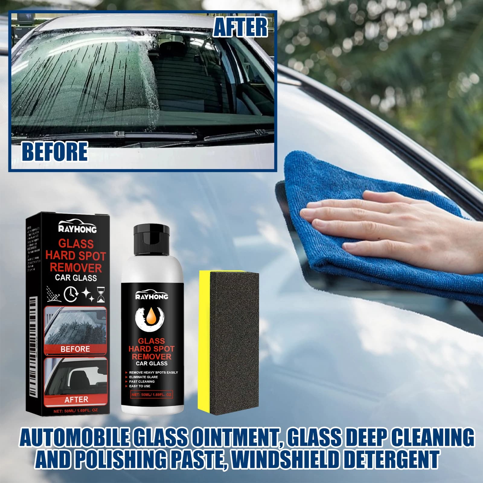 Car Glass Polishing Paste Windscreen Rain Coat Repair Graffi Removing Water Spots Automatic Cleaning Glass Oil Film Removal Device