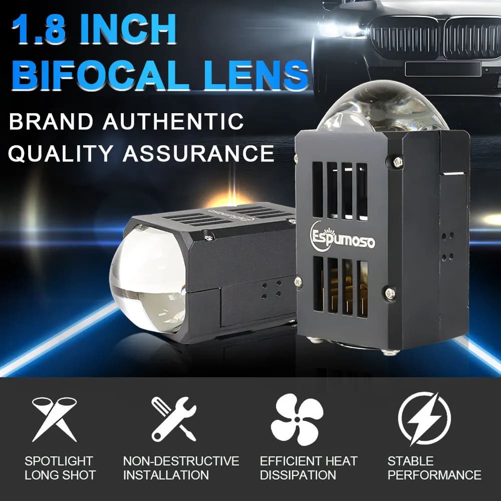 Fari a Proiettore Bi-LED da 1.8 Pollici (2 Pezzi) 50000LM, Luci Auto a LED per Fari Hella, Mini Lampadina Auto 5570 CSP Retrofit 40W