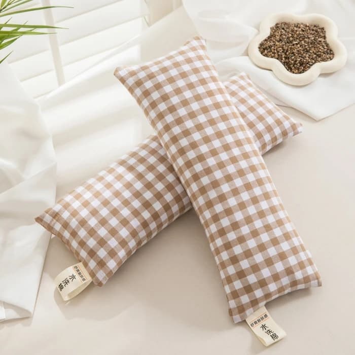 Cuscino in Grano Saraceno, Cuscino Cervicale in Puro Cotone, Cuscino Speciale Piccolo per il Comfort del Collo e della Schiena