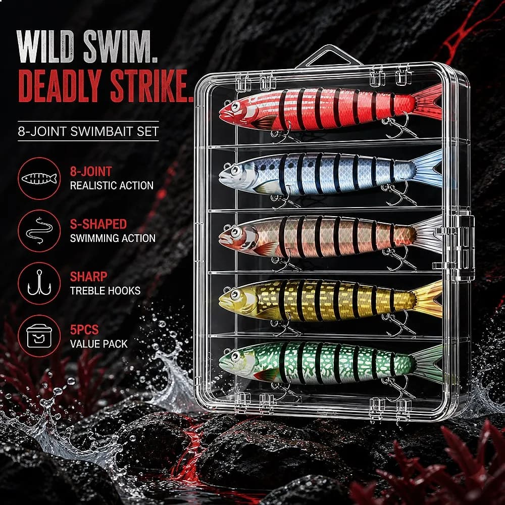 3pcs/5pcs/10Pcs Pencil Shaped Hard Multi Section 8 Joint Swimbaits Far Casting Full Sinking Realistic Bass Trout Pesca