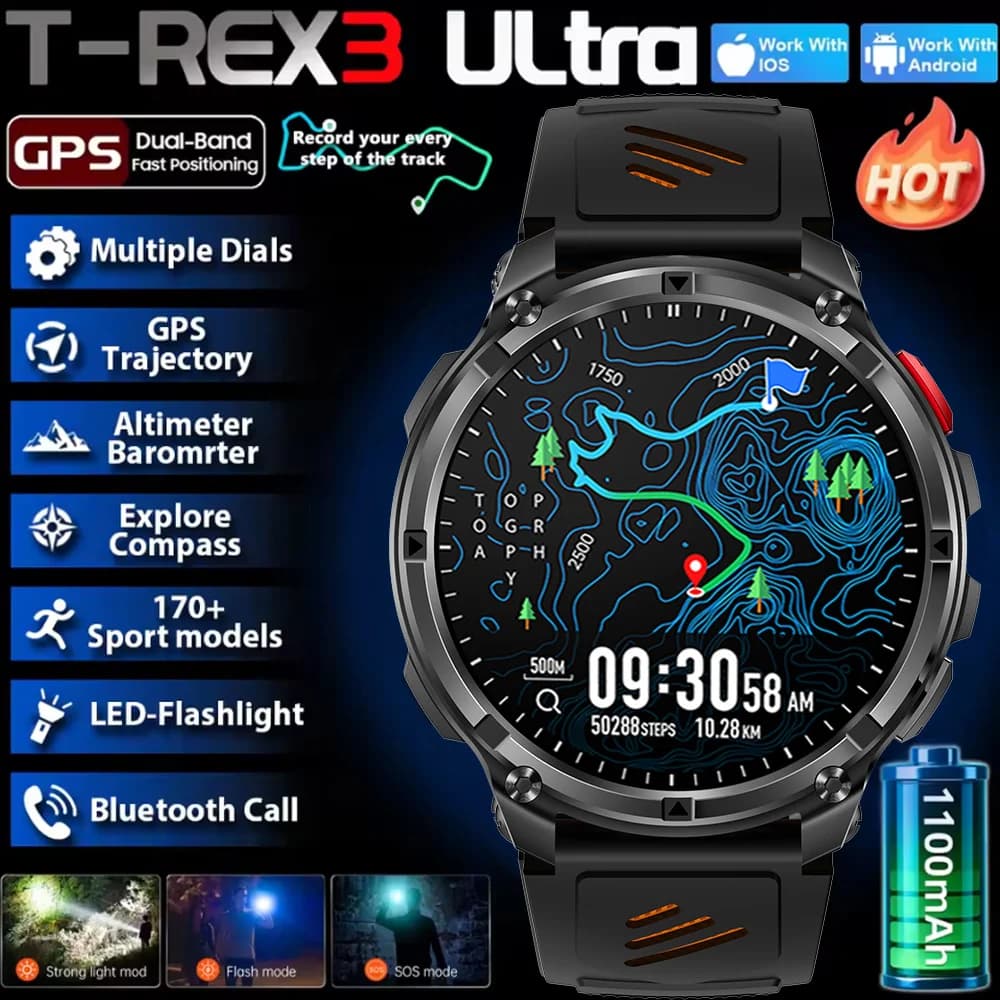 Nuovo Smartwatch Sportivo da Esterno 2026 per Uomo, Schermo HD, Batteria Grande da 1100mAh, Lunga Durata in Standby, Chiamate Bluetooth, Orologio Sportivo Impermeabile