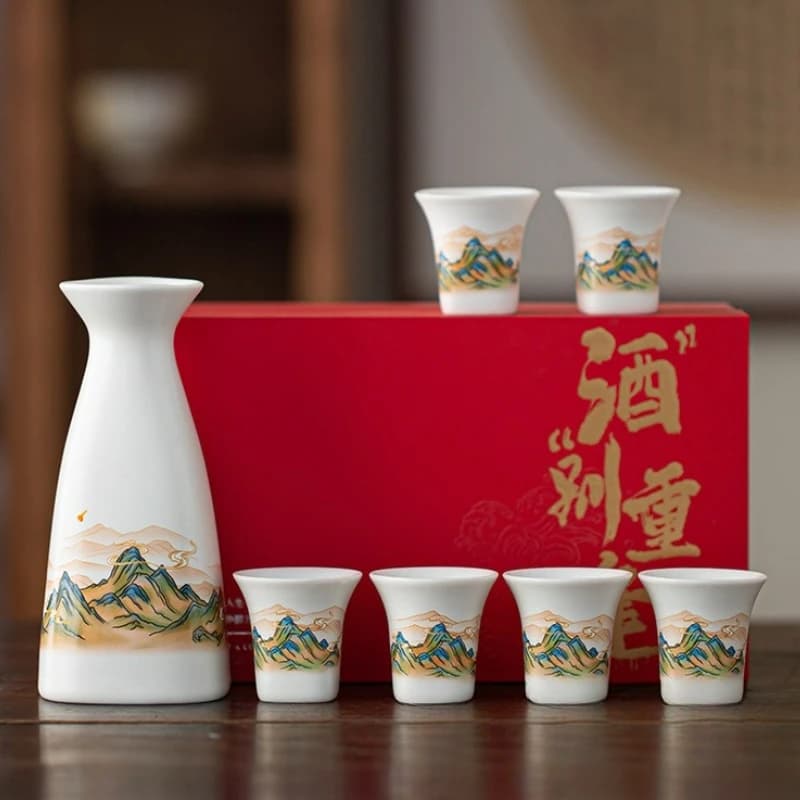 7 pezzi/set set di sake giapponese set di bicchieri da vino in ceramica vintage set di bicchieri da vino tradizionali per la casa confezione regalo di bicchieri creativi