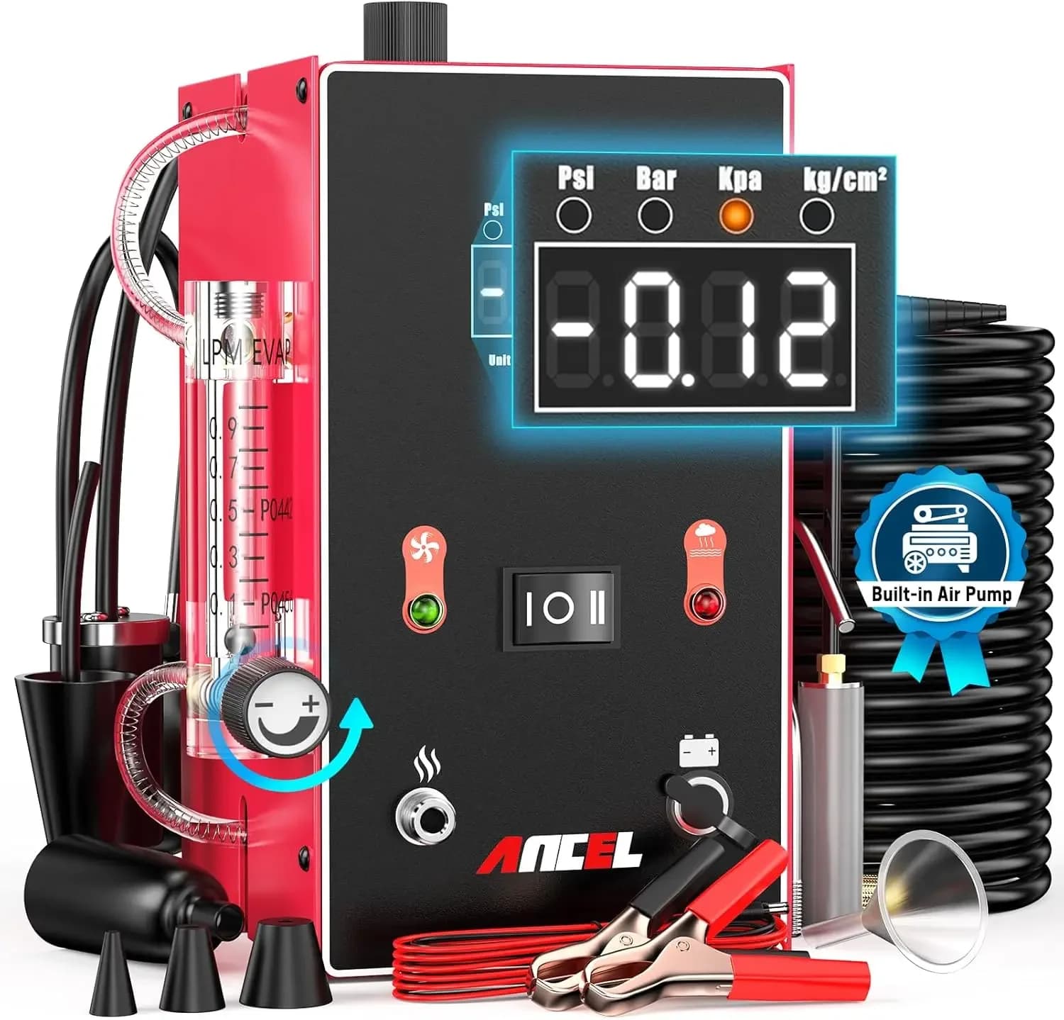 ANCEL L300 Macchina del Fumo per Auto con Manometro Digitale e Pompa Integrata, Rilevatore Professionale di Perdite EVAP e Vuoto, 5X Mo
