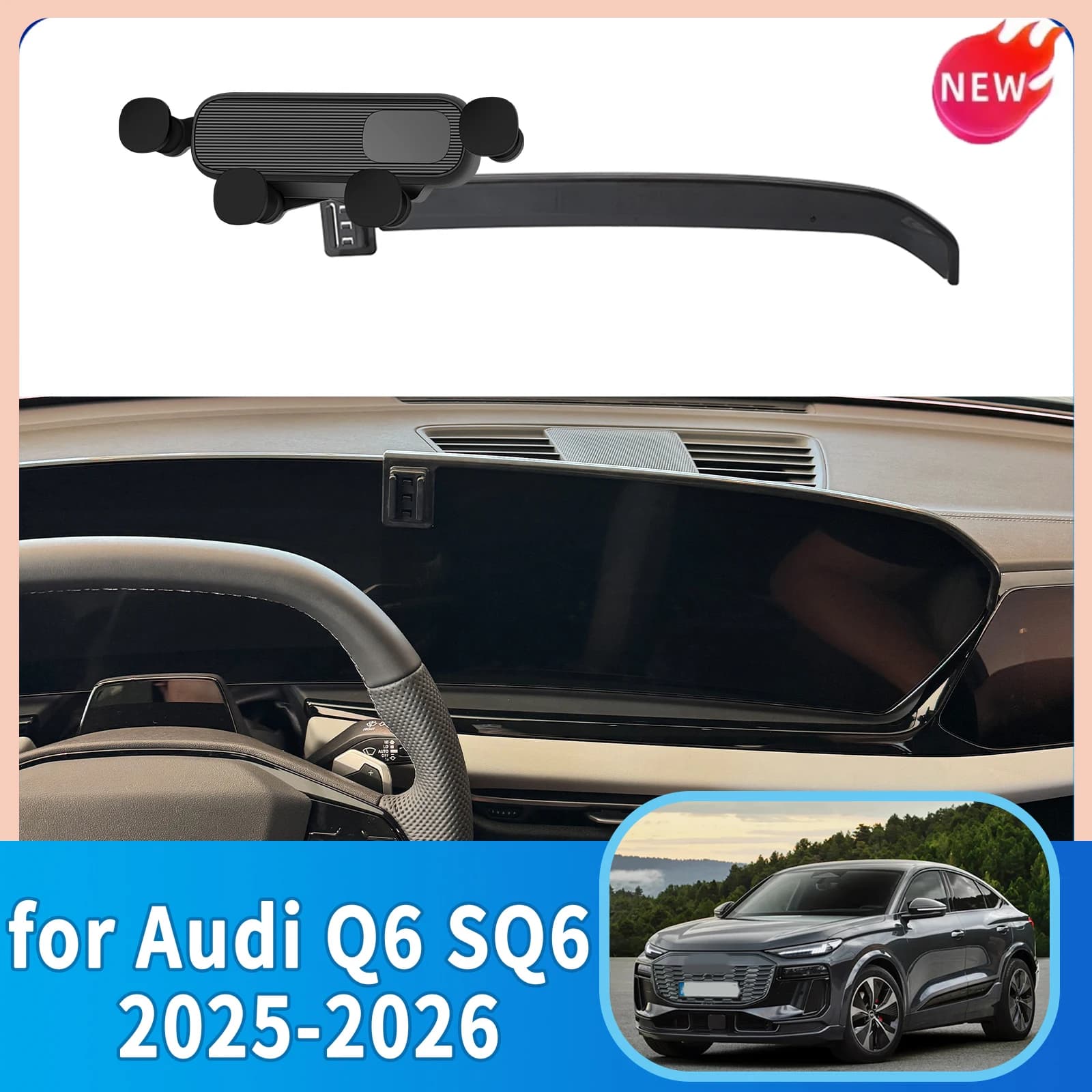 For Audi Q6 SQ6 Sedan 2025 2026 Sportback Electric Car Mobile Phone Holder Screen Fixed Wireless Charger Cell Phone Holder