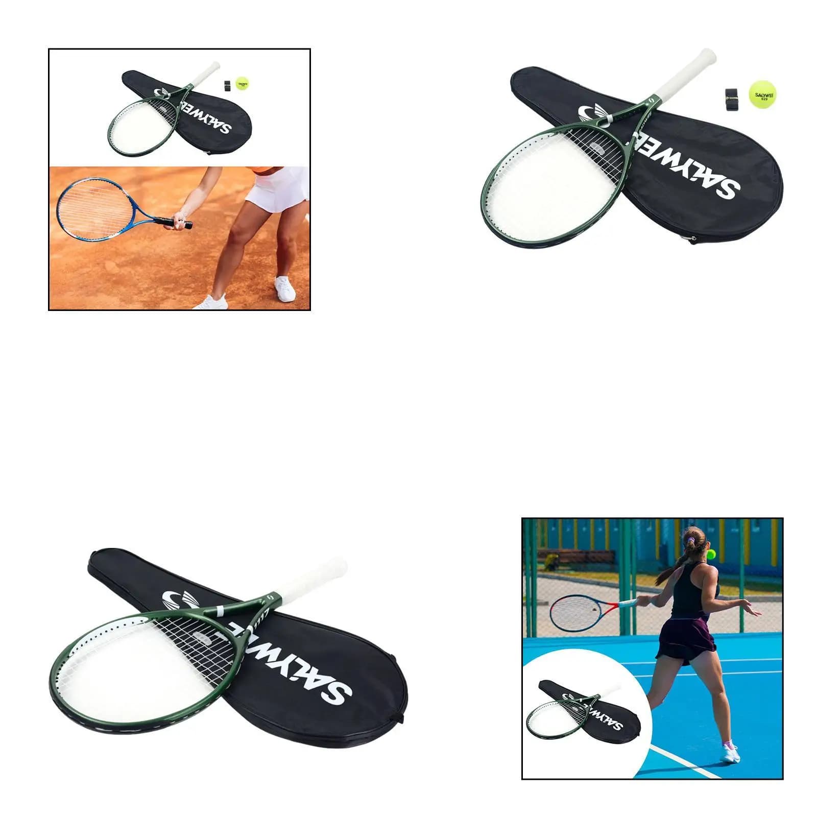 Racchetta da tennis con impugnatura antiscivolo, racchetta in fibra di carbonio con testa grande per esercizi indoor e outdoor per adulti