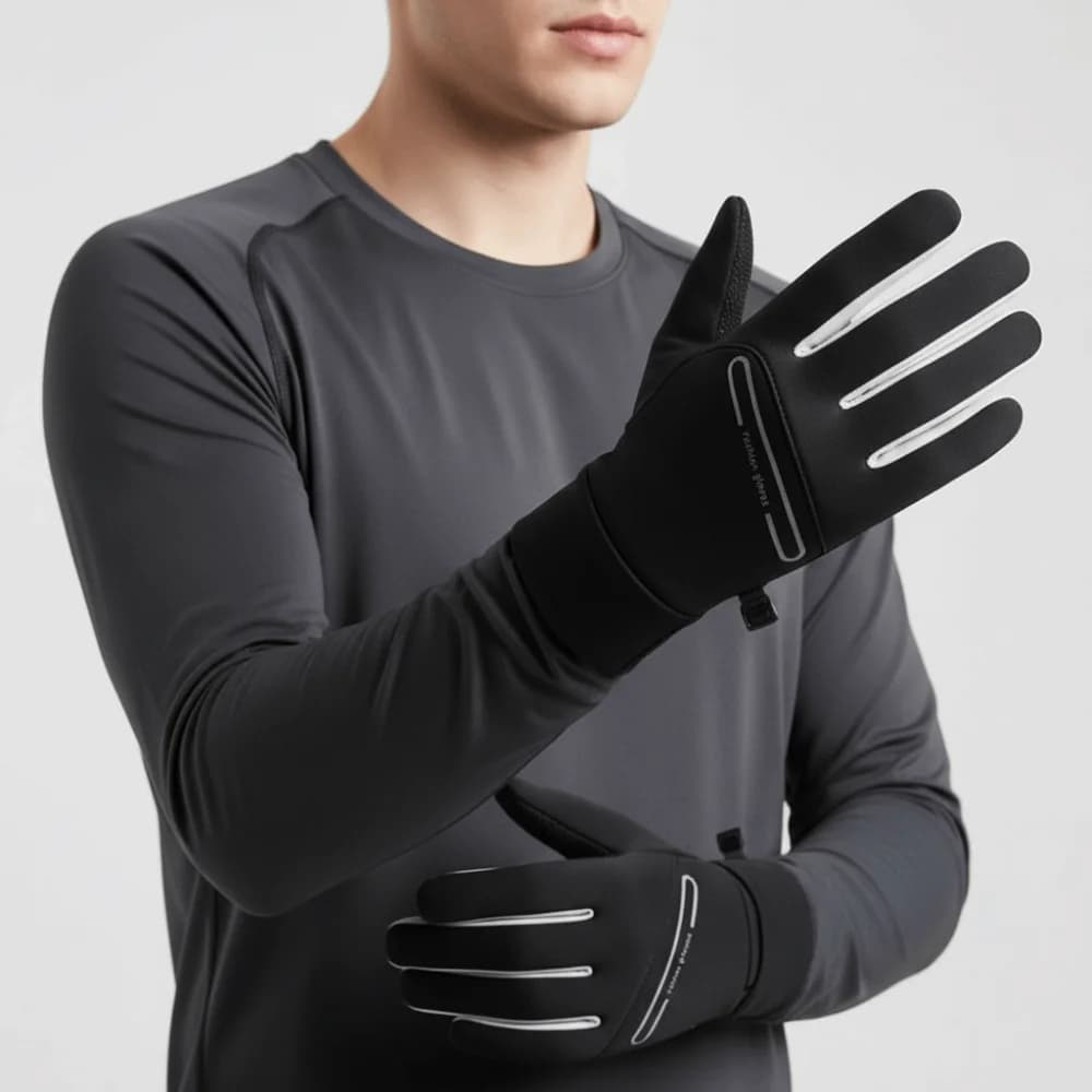 Guanti Invernali Protettivi Monocolore Caldi Antiscivolo per Ciclismo, Guanti Sportivi Leggeri Touchscreen a Dita Intere