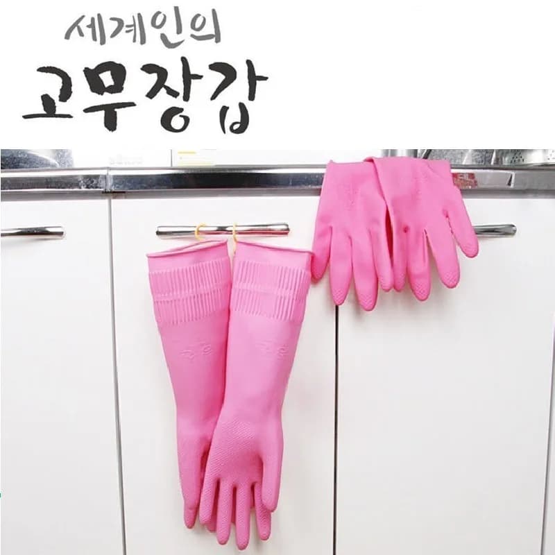 Guanti da cucina con gancio per piatti Guanti in lattice per la casa, Guanti rosa riutilizzabili antiscivolo anticorrosione Guanti per lavare i piatti