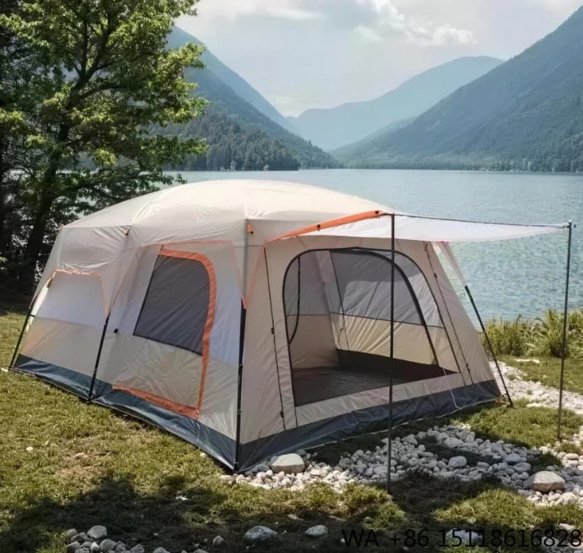 Luxury Large Camping Tent, Two Bedrooms One Living Room Waterproof Windproof Sunscreen for Family Outdoor Use