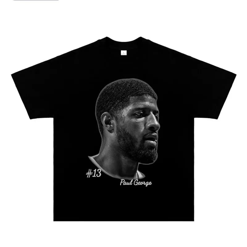 Monochrome Portrait T-Shirt Oversized Crew Neck Moisture Wicking Y2K Style Basketball Training Street Hip Hop Top