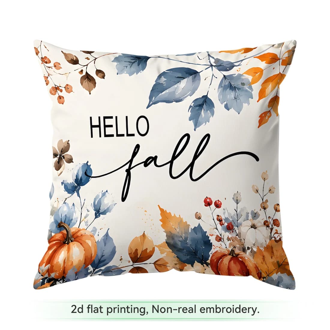 1pcs Autumn Watercolor Blue Pumpkin Cushions Pillowcase Polyester Cushion Cover Throw Pillow Pillowcover Home Car Sofa Decor