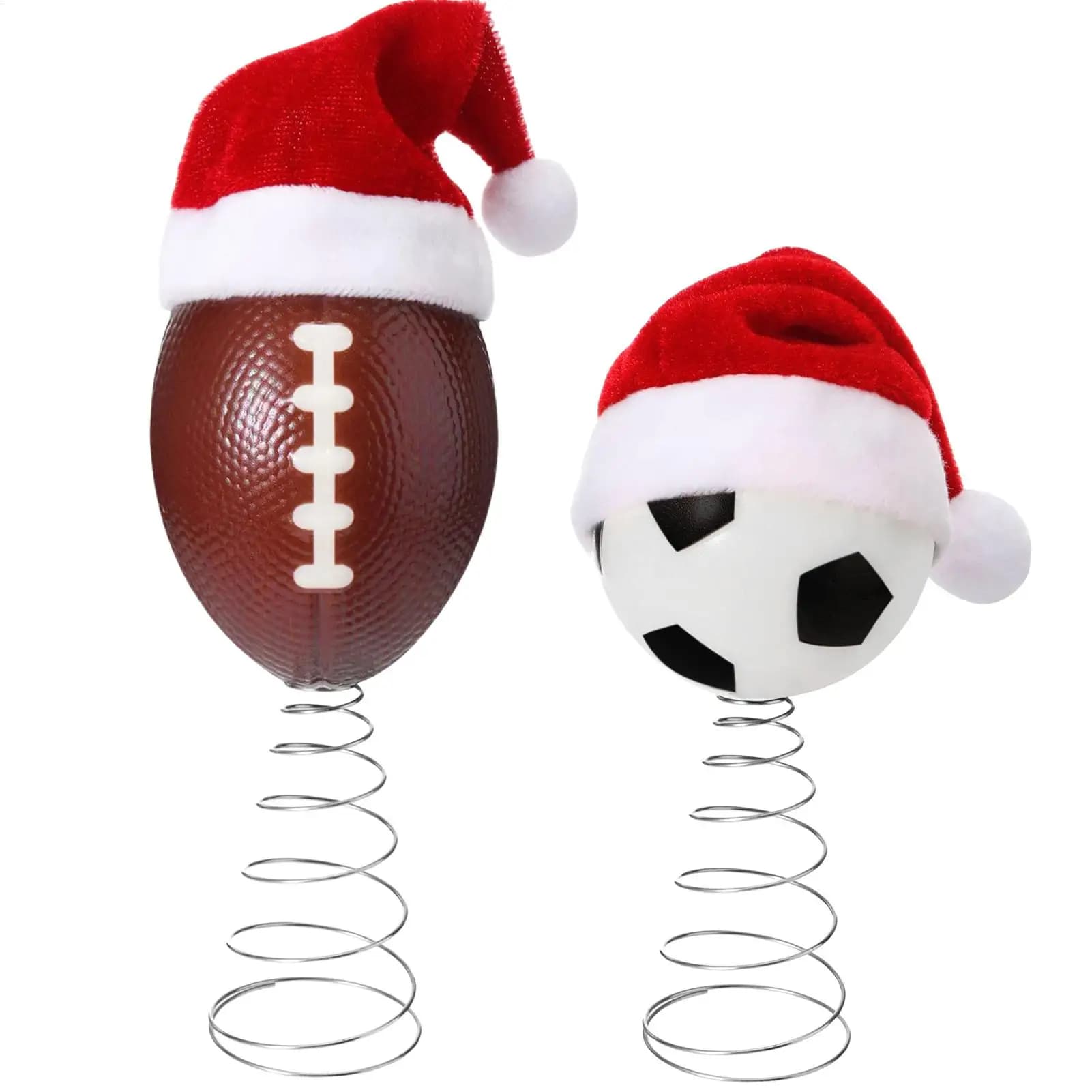 Christmas Tree Top Football with Santa Claus Hat Tree Decoration Christmas table ornament for outdoor winter holiday studies