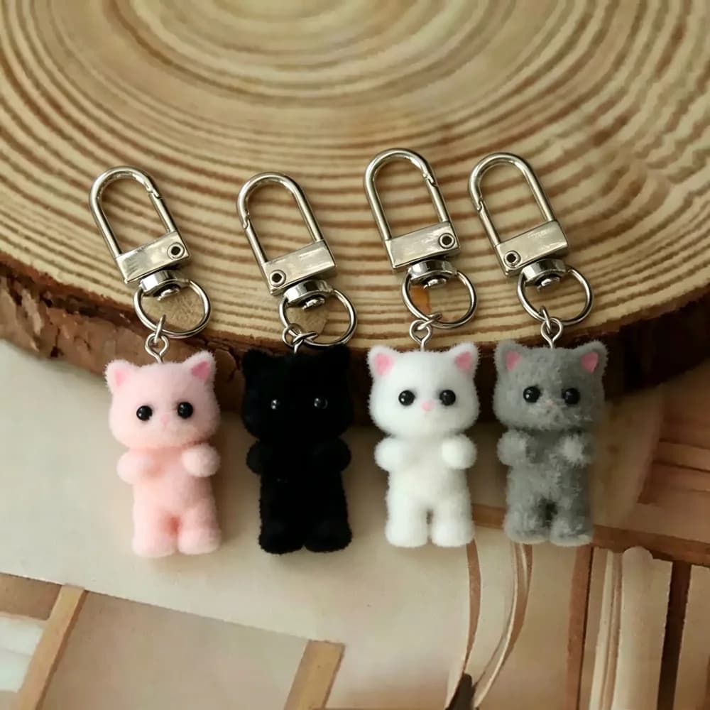 Nuovo Portachiavi Trendy a Forma di Gattino, Mini Bambola Cartoon, Ciondolo per Cellulare, Simpatico Peluche Tridimensionale, Accessori Fai-da-Te per Portachiavi