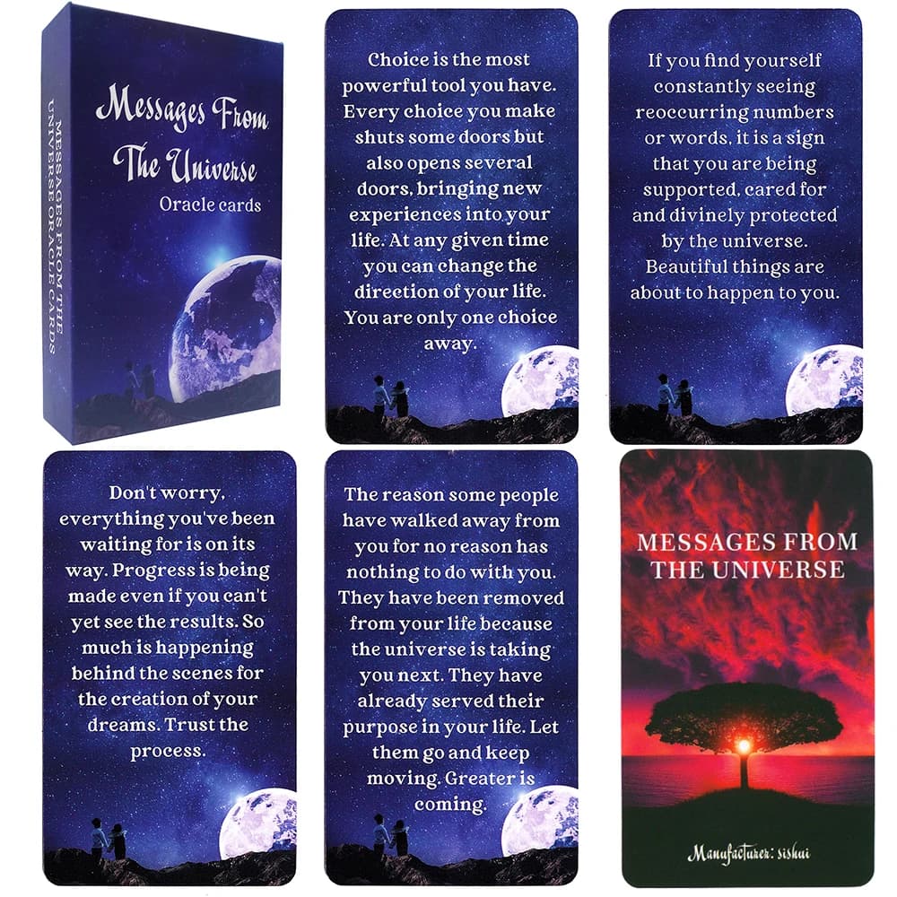 Messaggio dell'Universo Carte Oracle 54 mazzi con parole chiave Tarocchi in scatola Profeta Profezia Divinazione Versione inglese