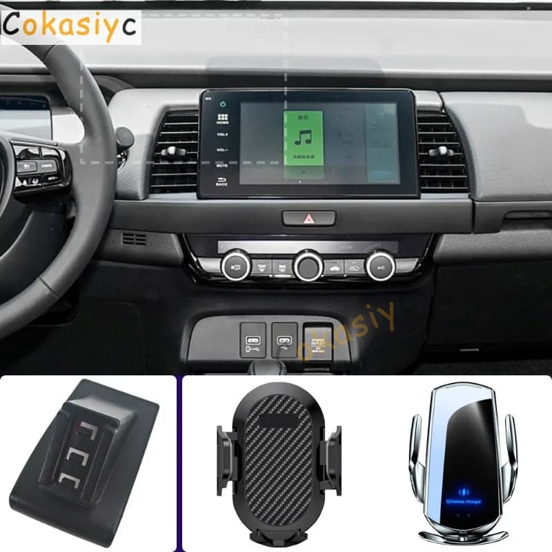 Supporto per telefono da auto per Honda Fit 2021 2022 2023 2024, supporti per cellulare con ricarica wireless, base fissa speciale, accessori per auto