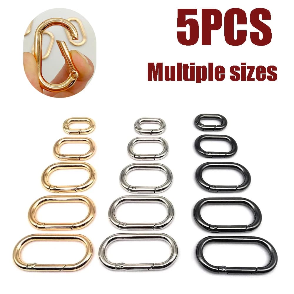 5 pezzi ovale a molla O Ring apribile borsa in pelle borsa tracolla fibbia collegare portachiavi chiave catena per cani chiusura a scatto accessori borsa fai da te