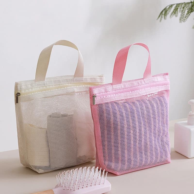 Borse portaoggetti in rete per trucchi e articoli da toeletta, organizer portatile da viaggio per doccia e articoli da bagno, custodia organizer appendibile per cosmetici