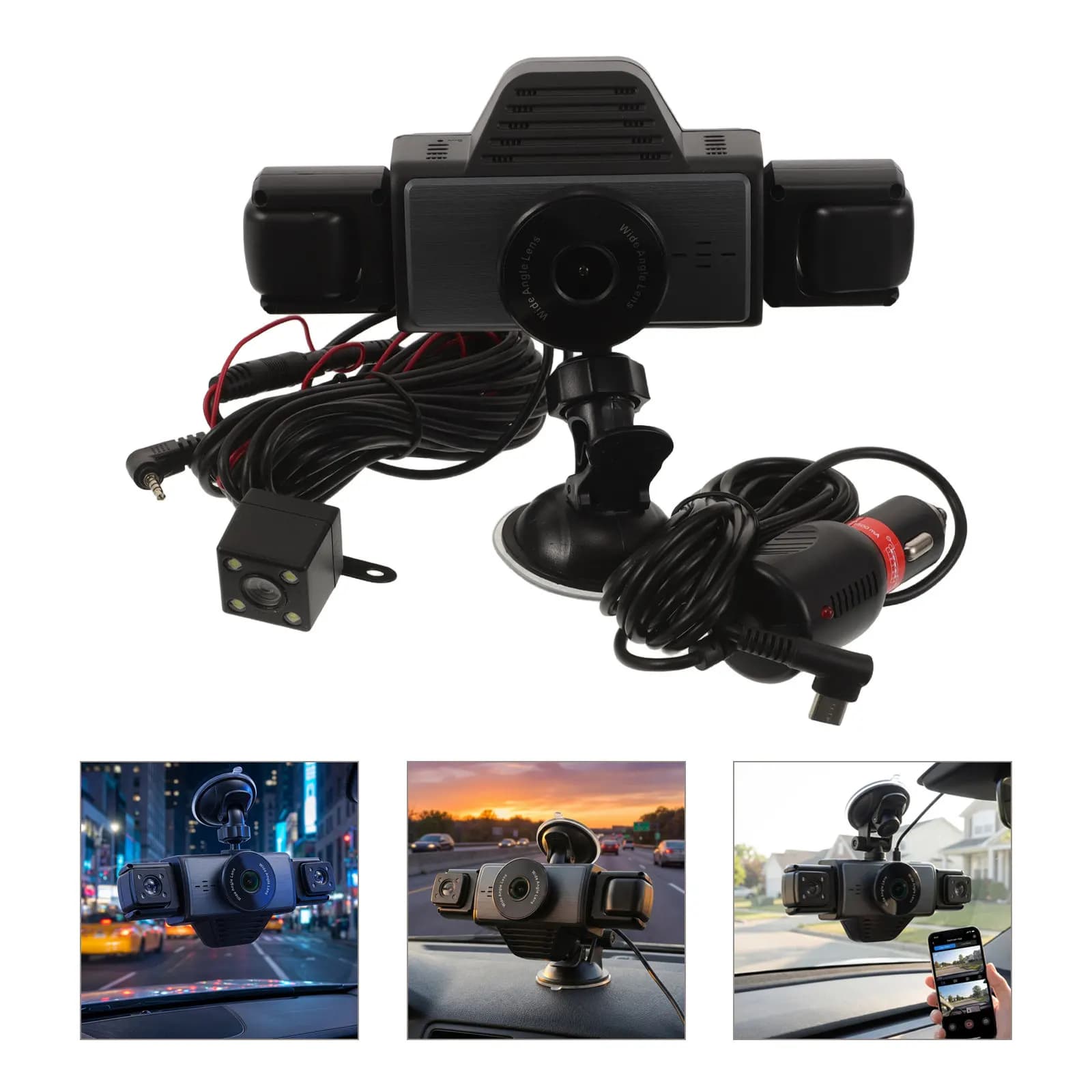1Set 5 Channel Wide Angle Dash Cam WiFi Dashcam Car Camera Front Rear Left Right Night Vision Infrared Loop Recording Vehicle