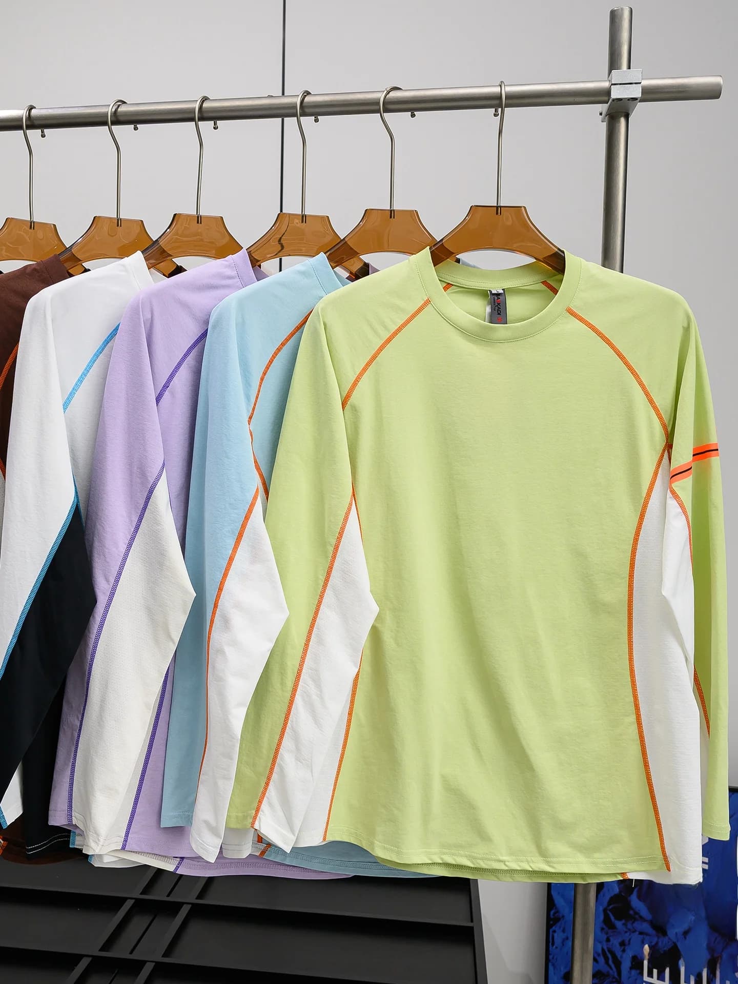 Outdoor Men's Long Sleeve T-Shirt Breathable Quick Dry Moisture Wicking Color Block Stitch Casual round Neck Tee for Spring S...