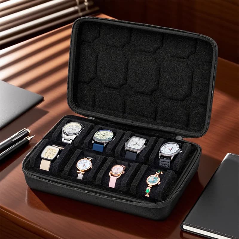 Watch Box Travel Watch Storage Box Organizer Portable Waterproof EVA Travel Watch Carrying Case Smart Watches Men & Women Gift