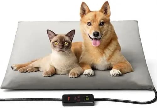 Tappetino Riscaldato per Animali Domestici Toozey Grande 35x24" - Impermeabile e Resistente ai Morsi, 6 Impostazioni di Temperatura, Timer per Cani e Gatti