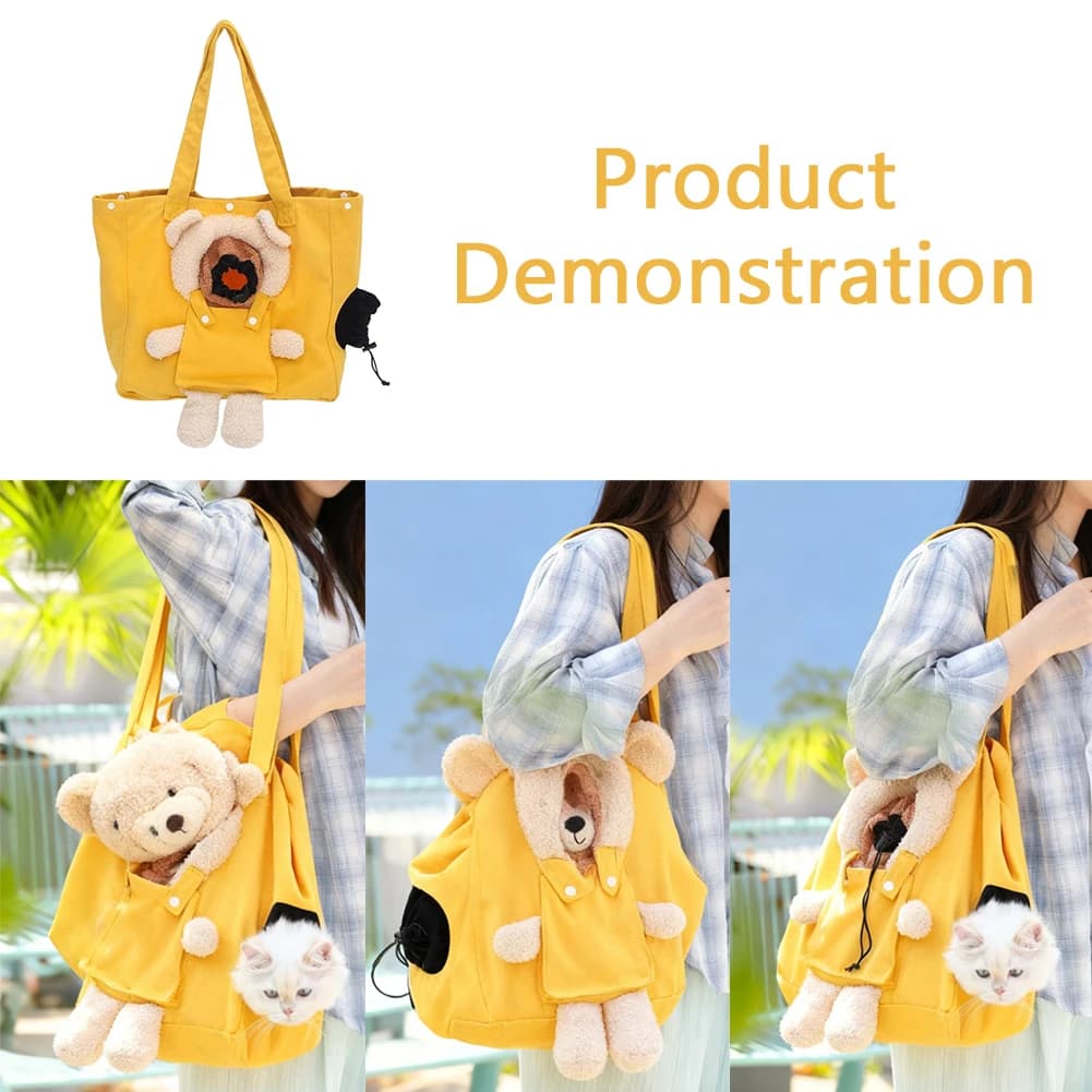 Pet Cat Carrier Handbag Cute Interactive Design Open Hole Cat Carrier Portable Ventilation Hole Shoulder Bag For Pet Companion