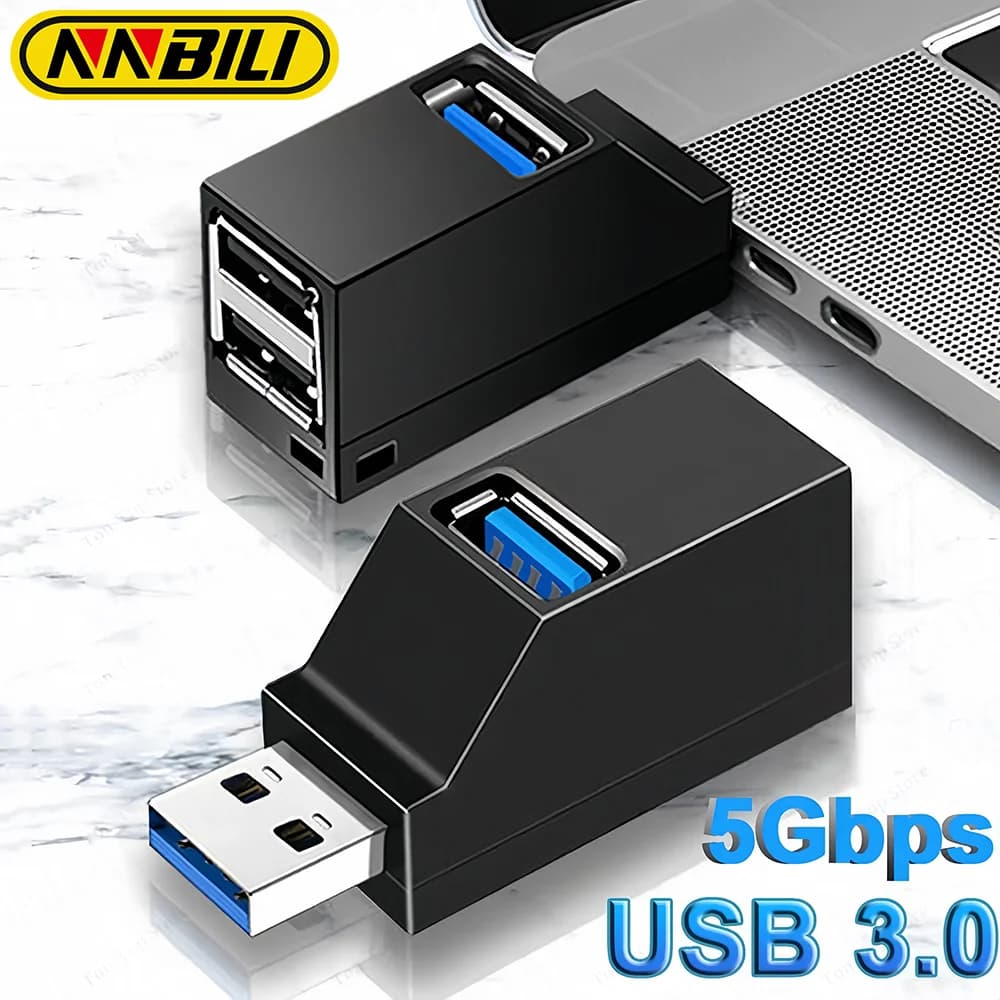 NNBILI USB 3.0 HUB Adapter Extender Mini Splitter Box 1 to 3 Ports High Speed USB 2.0 For PC Laptop U Disk Card Reader Adapter